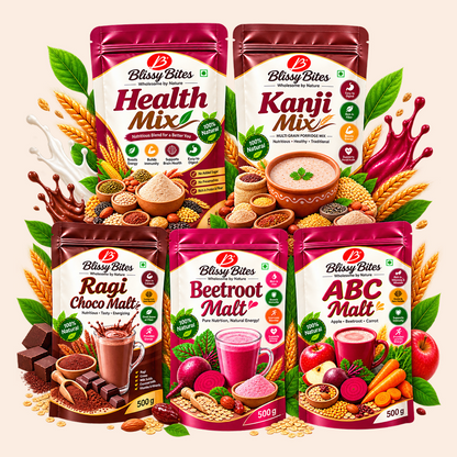 Family Combo 5 × 500g (ABC Malt + Beetroot Malt + Ragi Choco Malt + Kanji Mix + Health Mix)